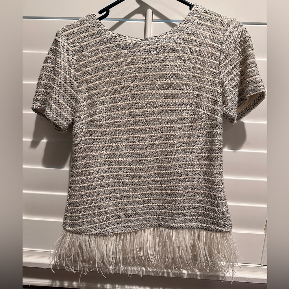 Anthropologie Deletta metallic feather blouse